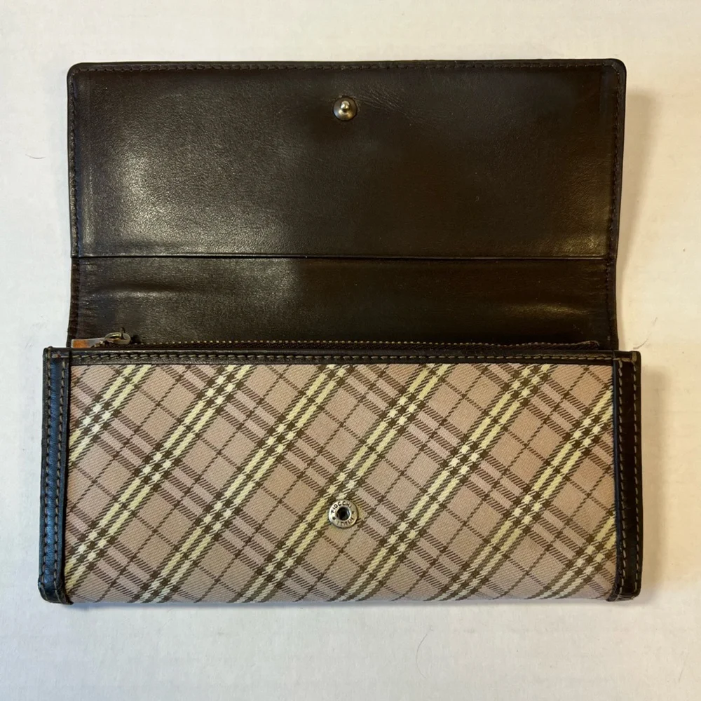 Burberry blue label plaid long wallet‎